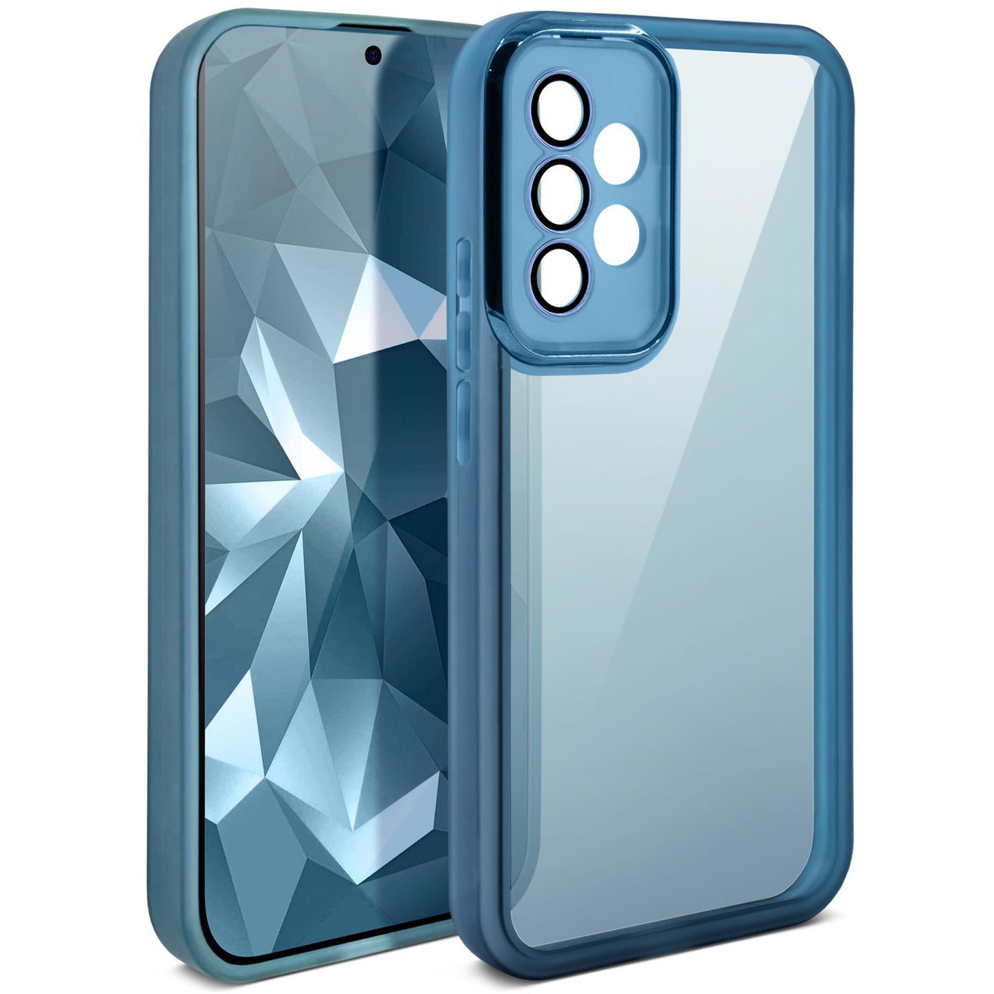 Moozy LumiCase Phone Case for Samsung a52 5g/4g / a52s 5g, Transparent Soft TPU phone case for samsung a52 / a52s with Camera Lens Protector, Phone case for a52 samsung, case for Galaxy a52 5g, Blue