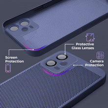 Cargar imagen en el visor de la galería, Moozy VentiGuard Phone Case for Xiaomi Redmi Note 12, Blue - Breathable Cover with Perforated Pattern for Air Circulation, Ventilation, Anti-Overheating Phone Case
