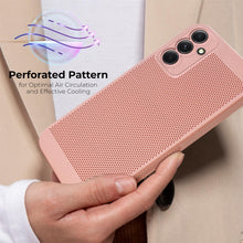Afbeelding in Gallery-weergave laden, Moozy VentiGuard Phone Case for Samsung A14, Pastel Pink - Breathable Cover with Perforated Pattern for Air Circulation, Ventilation, Anti-Overheating Phone Case
