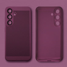 Lade das Bild in den Galerie-Viewer, Moozy VentiGuard Phone Case for Samsung S24, Purple - Breathable Cover with Perforated Pattern for Air Circulation, Ventilation, Anti-Overheating Phone Case
