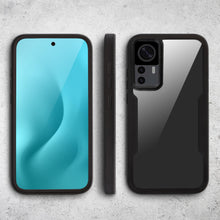 Cargar imagen en el visor de la galería, Moozy 360 Case for Xiaomi 12T and 12T Pro - Black Rim Transparent Case, Full Body Double-sided Protection, Cover with Built-in Screen Protector
