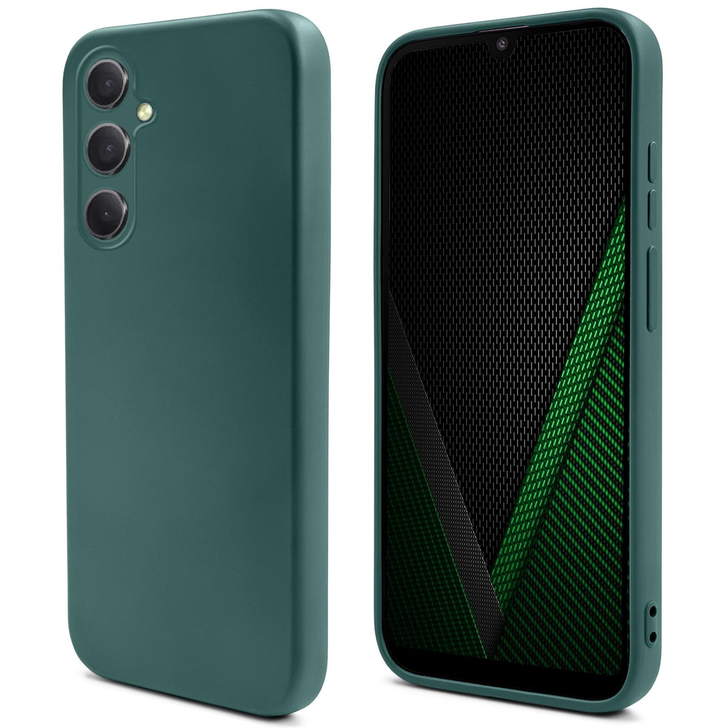 Moozy Lifestyle. Silicone Case for Samsung A34 5G, Dark Green - Liquid Silicone Lightweight Cover with Matte Finish and Soft Microfiber Lining, Premium Silicone Case