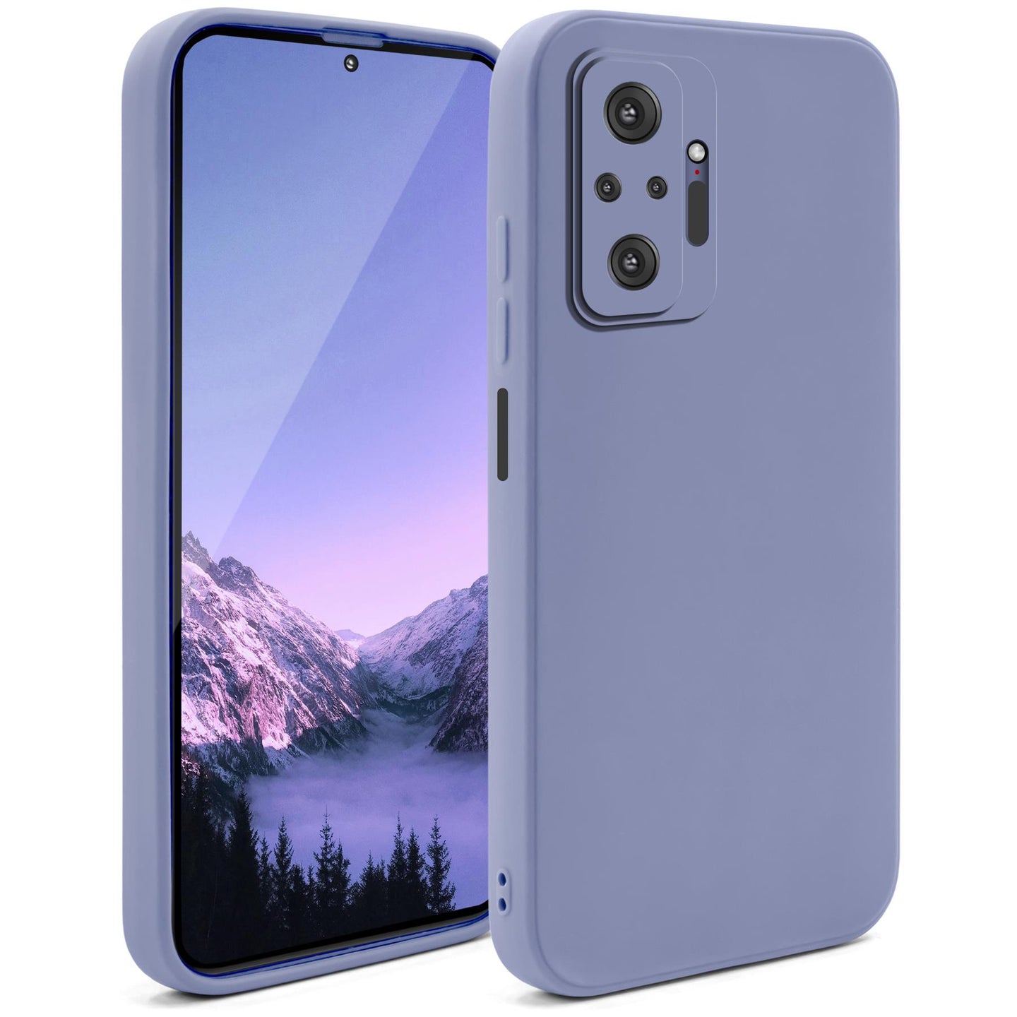 Moozy Minimalist Series Silicone Case for Xiaomi Redmi Note 10 Pro and Note 10 Pro Max, Blue Grey - Matte Finish Lightweight Mobile Phone Case Slim Soft Protective TPU Cover with Matte Surface