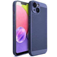 Load image into Gallery viewer, Moozy VentiGuard Phone Case for iphone 14, 6.1-inch - Breathable Shockproof Bumper Cover with lens protector, Perforated Pattern for Air Circulation, Anti-Overheating Phone Case, Blue
