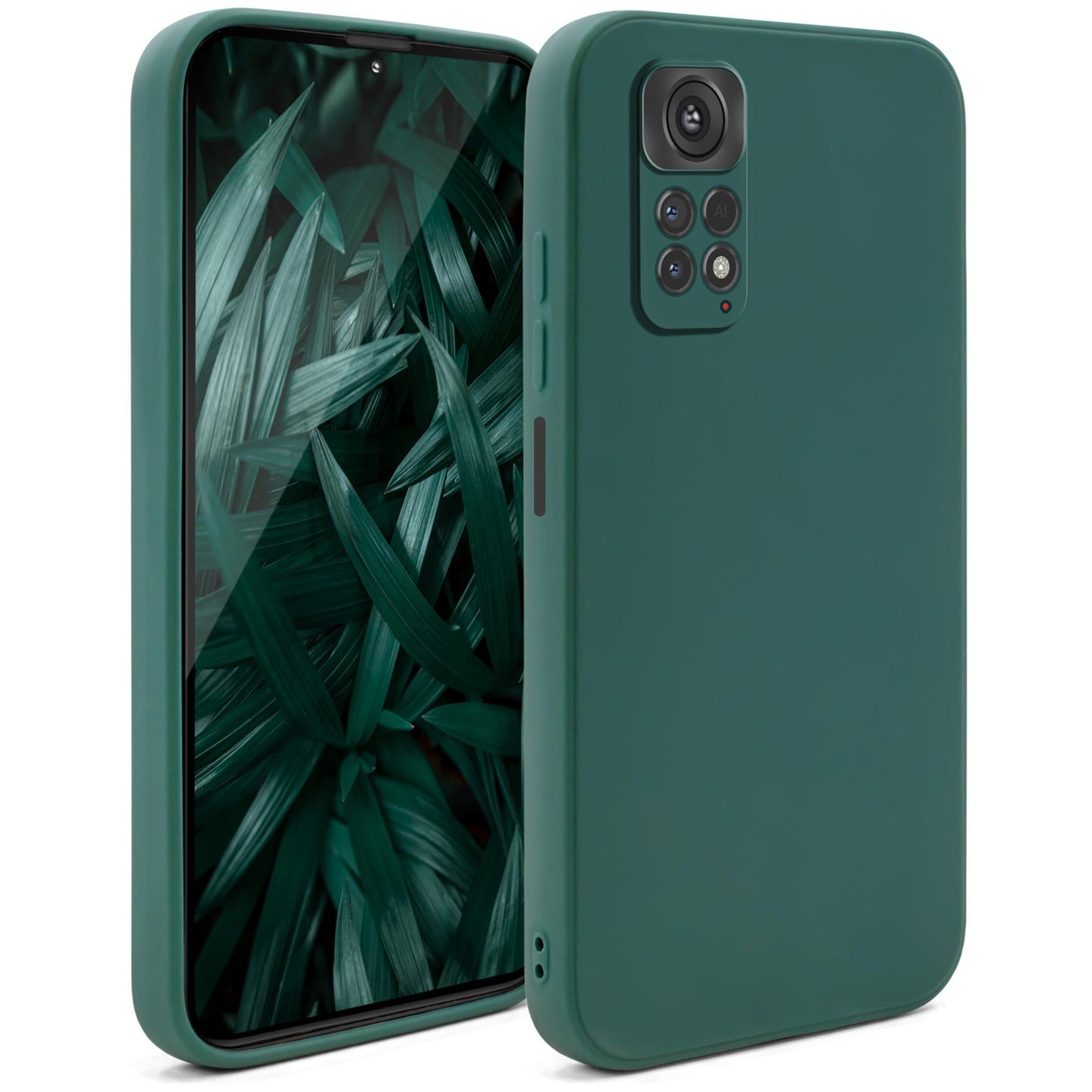 Moozy Minimalist Series Silicone Case for Xiaomi Redmi Note 11 / 11S, Dark Green - Matte Finish Lightweight Mobile Phone Case Slim Soft Protective TPU Cover with Matte Surface