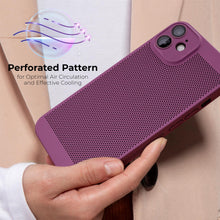 Cargar imagen en el visor de la galería, Moozy VentiGuard Phone Case for iPhone 11, Purple, 6.1-inch - Breathable Cover with Perforated Pattern for Air Circulation, Ventilation, Anti-Overheating Phone Case
