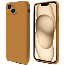 Załaduj obraz do przeglądarki galerii, Moozy Lifestyle. Premium Silicone Phone Case for iPhone 14, 6.1-inch, Liquid Silicone Lightweight cover for i phone 14 with Matte Finish and Soft Microfiber Lining, Caramel
