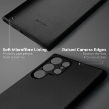 Afbeelding in Gallery-weergave laden, Moozy Lifestyle. Silicone Case for Samsung S24 Ultra, Black - Liquid Silicone Lightweight Cover with Matte Finish and Soft Microfiber Lining, Premium Silicone Case
