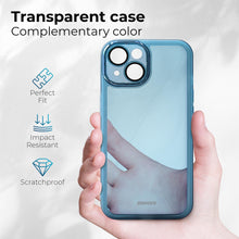 Load image into Gallery viewer, Moozy LumiCase phone case for iPhone 15, 6.1-inch Transparent Blue Soft TPU Cover with Camera Lens Protector
