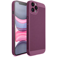 Cargar imagen en el visor de la galería, Moozy VentiGuard Phone Case for iPhone 12 Pro, Purple, 6.1-inch - Breathable Cover with Perforated Pattern for Air Circulation, Ventilation, Anti-Overheating Phone Case

