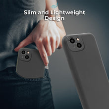 Afbeelding in Gallery-weergave laden, Moozy Lifestyle. Premium Silicone Phone Case for iPhone 14, 6.1-inch, Liquid Silicone Lightweight cover for i phone 14 with Matte Finish and Soft Microfiber Lining, Dark Grey
