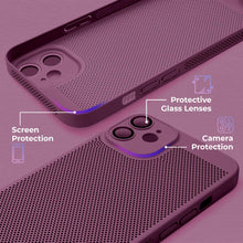 Load image into Gallery viewer, Moozy VentiGuard Phone Case for iPhone 11, Purple, 6.1-inch - Breathable Cover with Perforated Pattern for Air Circulation, Ventilation, Anti-Overheating Phone Case
