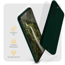 Afbeelding in Gallery-weergave laden, Moozy Minimalist Series Silicone Case for Samsung S22, Dark Green - Matte Finish Lightweight Mobile Phone Case Slim Soft Protective TPU Cover with Matte Surface
