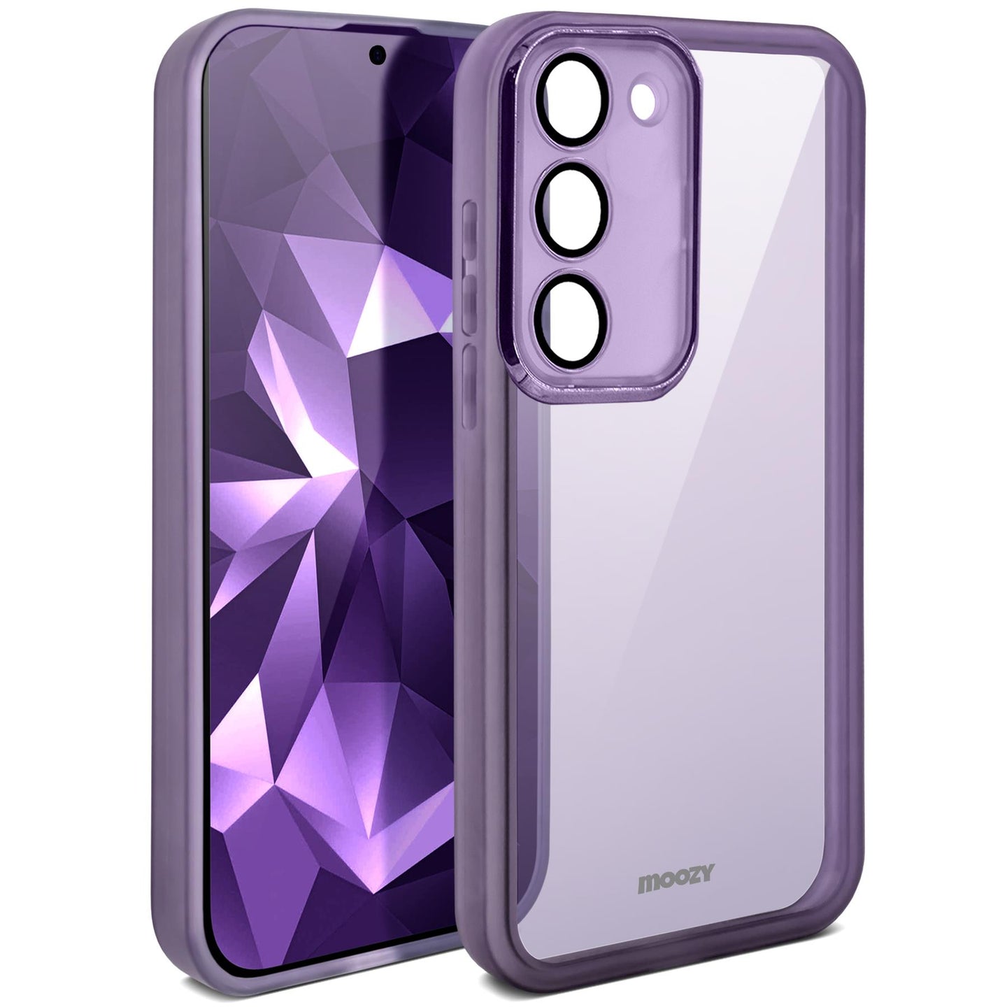 Moozy LumiCase Phone case for samsung S23 Transparent, Case for samsung s23 shockproof, TPU Cover for galaxy s23 with Camera Lens Protector, Case for samsung galaxy s23, Purple