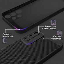 Carica l&#39;immagine nel visualizzatore di Gallery, Moozy VentiGuard Phone Case for Samsung Galaxy A53 5G, Breathable phone case for samsung a53 with Perforated Pattern for Air Circulation, Cover for a53 5g shockproof, Black
