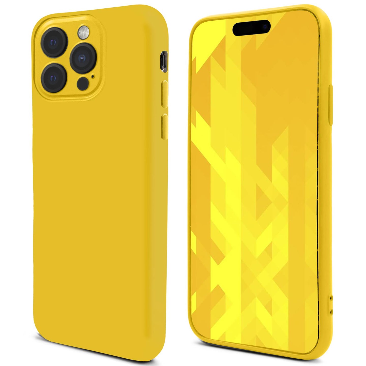 Moozy Lifestyle. Silicone Phone Case for iPhone 15 Pro Max, 6.7-inch, Liquid Silicone Shockproof Bumper Cover with Matte Finish and Soft Microfiber Lining, Premium Silicone Case, Yellow