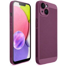 Cargar imagen en el visor de la galería, Moozy VentiGuard Phone Case for iPhone 13, Purple - Breathable Cover with Perforated Pattern for Air Circulation, Ventilation, Anti-Overheating Phone Case

