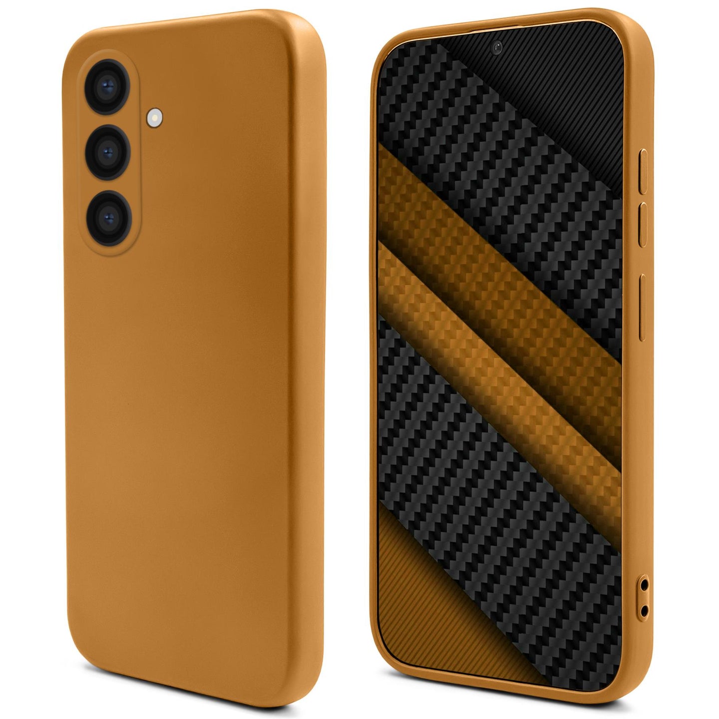 Moozy Lifestyle. Silicone Phone Case for Samsung galaxy a55 5g, Liquid Silicone slim Protector Cover with Matte Finish and Soft Microfiber Lining, Premium Shockproof Case for a55 5g, Caramel