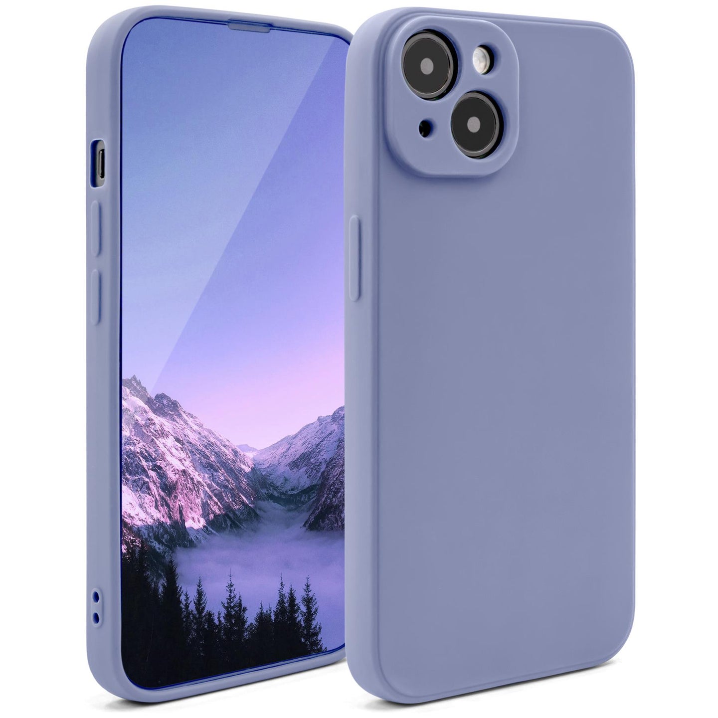 Moozy Minimalist Series Silicone Case for iPhone 14, Blue Grey - Matte Finish Lightweight Mobile Phone Case Slim Soft Protective TPU Cover with Matte Surface