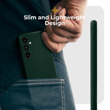 Carica l&#39;immagine nel visualizzatore di Gallery, Moozy Minimalist Series Silicone Case for Samsung A14, Midnight Green - Matte Finish Lightweight Mobile Phone Case Slim Soft Protective TPU Cover with Matte Surface
