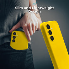 Charger l&#39;image dans la galerie, Moozy Lifestyle. Silicone Phone Case for Samsung galaxy a55 5g, Liquid Silicone slim Protector Cover with Matte Finish and Soft Microfiber Lining, Premium Shockproof Case for a55 5g, Yellow
