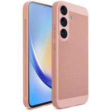 Afbeelding in Gallery-weergave laden, Moozy VentiGuard Phone Case for Samsung S24, Pastel Pink - Breathable Cover with Perforated Pattern for Air Circulation, Ventilation, Anti-Overheating Phone Case
