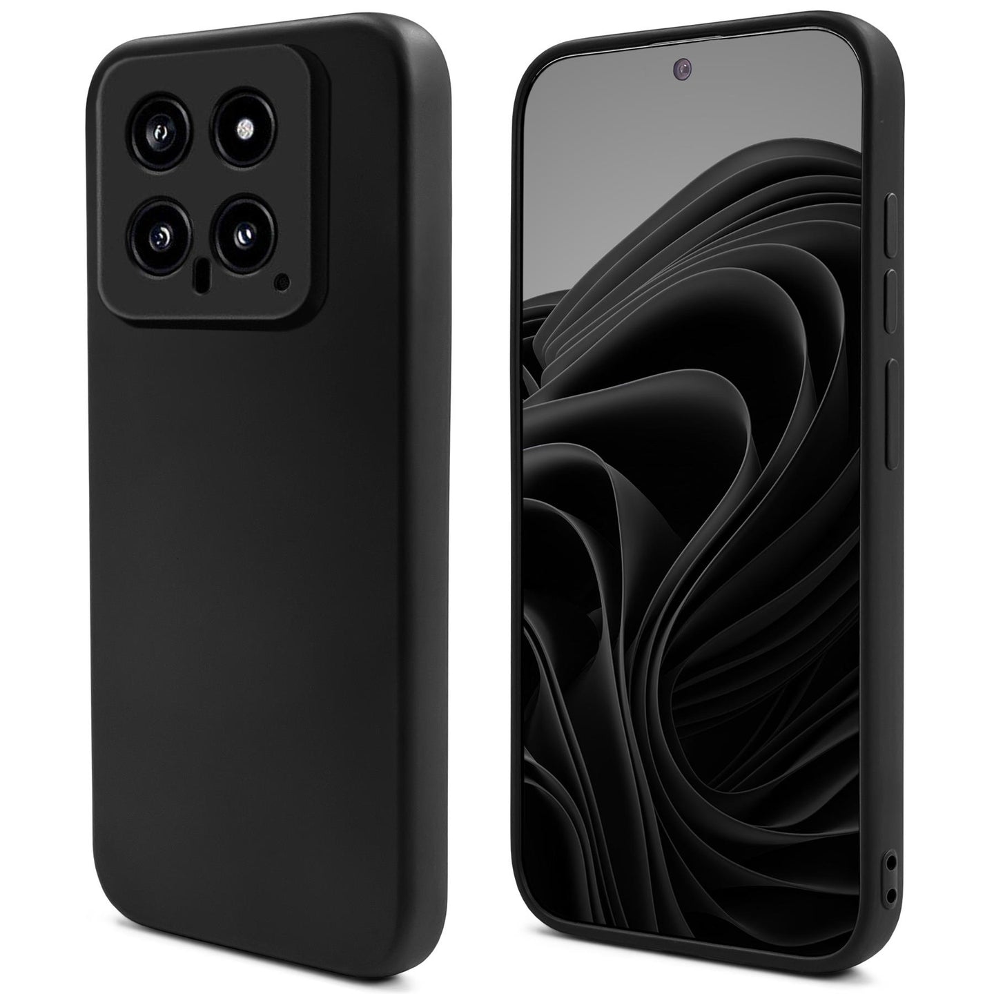 Moozy Lifestyle. Silicone Case for Xiaomi 14, Black - Liquid Silicone Lightweight Cover with Matte Finish and Soft Microfiber Lining, Premium Silicone Case