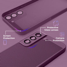 Ladda upp bild till gallerivisning, Moozy VentiGuard Phone Case for Samsung Galaxy S22, Phone case for Samsung Galaxy S22 with Perforated Pattern for Air Circulation, Cover for samsung S22 shockproof, Purple
