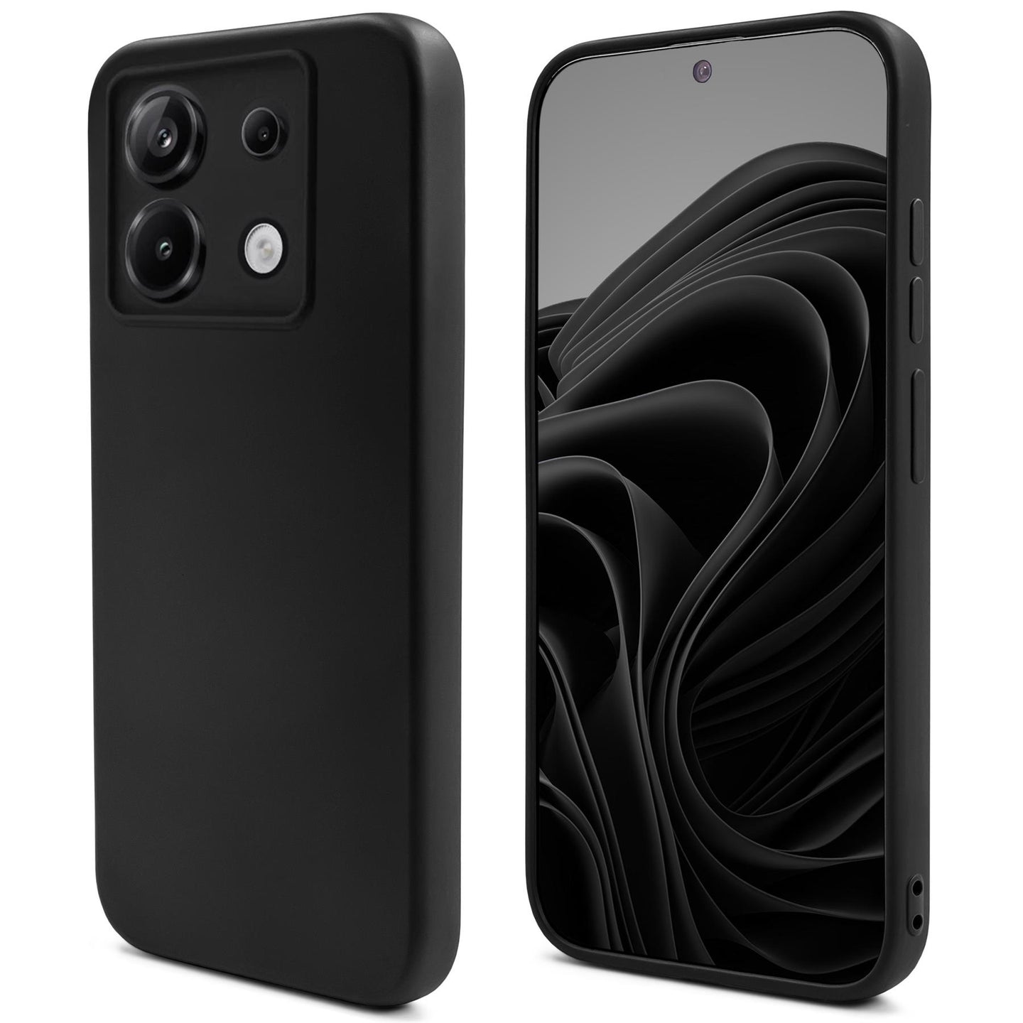 Moozy Lifestyle. Silicone Case for Xiaomi Redmi Note 13 Pro 5G and Poco X6, Black - Liquid Silicone Lightweight Cover with Matte Finish and Soft Microfiber Lining, Premium Silicone Case