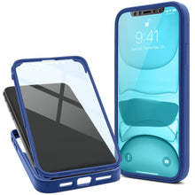 Load image into Gallery viewer, Moozy 360 Case for iPhone 12 / 12 Pro - Blue Rim Transparent Case, Full Body Double-sided Protection, Cover with Built-in Screen Protector
