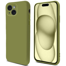 Afbeelding in Gallery-weergave laden, Moozy Lifestyle. Silicone Phone Case for iPhone 15, 6.1-inch, Liquid Silicone Lightweight  Cover for iphone 15 with Matte Finish and Soft Microfiber Lining, Premium shockproof Case, Olive green
