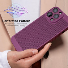 Cargar imagen en el visor de la galería, Moozy VentiGuard Phone Case for iphone 15 pro max, Breathable phone case for iphone 15 pro max with Perforated Pattern for Air Circulation, Case for iphone 15 pro max shockproof, Purple
