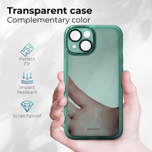 Load image into Gallery viewer, Moozy LumiCase phone case for iPhone 15, 6.1-inch Transparent Green Soft TPU Cover with Camera Lens Protector
