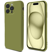 Ladda upp bild till gallerivisning, Moozy Lifestyle. Premium Silicone Phone case for iPhone 15 Pro, 6.1-inch, Liquid Silicone Lightweight Cover for iphone 15 Pro Shockproof with Matte Finish and Soft Microfiber Lining, Olive green
