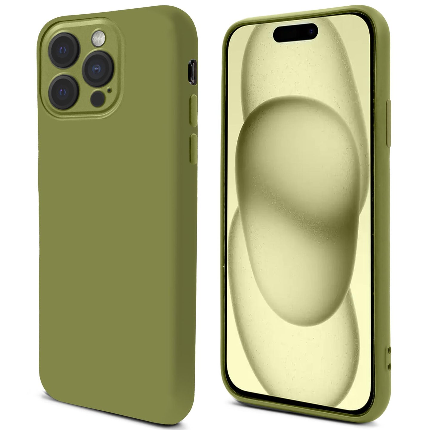 Moozy Lifestyle. Premium Silicone Phone case for iPhone 15 Pro, 6.1-inch, Liquid Silicone Lightweight Cover for iphone 15 Pro Shockproof with Matte Finish and Soft Microfiber Lining, Olive green