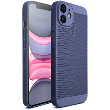Charger l&#39;image dans la galerie, Moozy VentiGuard Phone Case for iPhone 11, Blue, 6.1-inch - Breathable Cover with Perforated Pattern for Air Circulation, Ventilation, Anti-Overheating Phone Case
