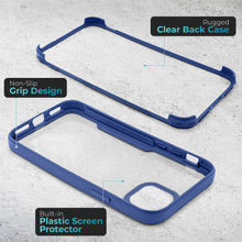 Cargar imagen en el visor de la galería, Moozy 360 Case for iPhone 12 / 12 Pro - Blue Rim Transparent Case, Full Body Double-sided Protection, Cover with Built-in Screen Protector
