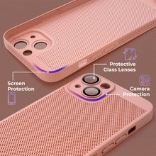 Load image into Gallery viewer, Moozy VentiGuard Phone Case for iphone 14, 6.1-inch - Breathable Shockproof Bumper Cover with lens protector, Perforated Pattern for Air Circulation, Anti-Overheating Phone Case, Pastel Pink
