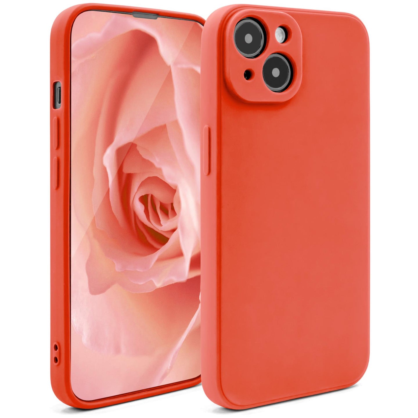 Moozy Minimalist Series Silicone Case for iPhone 14, Red - Matte Finish Lightweight Mobile Phone Case Slim Soft Protective TPU Cover with Matte Surface