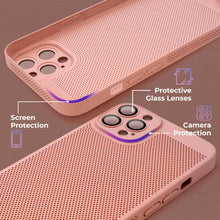 Lade das Bild in den Galerie-Viewer, Moozy VentiGuard Phone Case for iPhone 12 Pro, Pastel Pink, 6.1-inch - Breathable Cover with Perforated Pattern for Air Circulation, Ventilation, Anti-Overheating Phone Case
