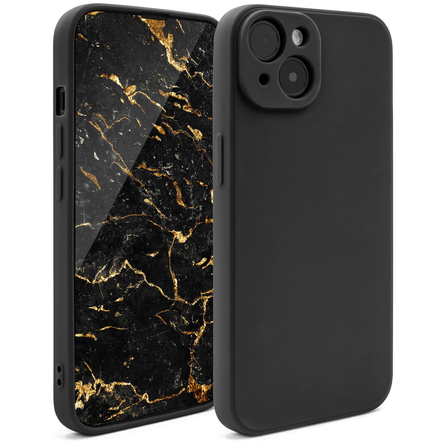 Moozy Minimalist Series Silicone Case for iPhone 14, Black - Matte Finish Lightweight Mobile Phone Case Slim Soft Protective TPU Cover with Matte Surface