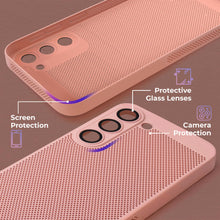 Load image into Gallery viewer, Moozy VentiGuard Phone Case for Samsung galaxy S23, Breathable Cover for samsung galaxy s23 with Perforated Pattern for Air Circulation, Case for samsung 23, Pastel Pink
