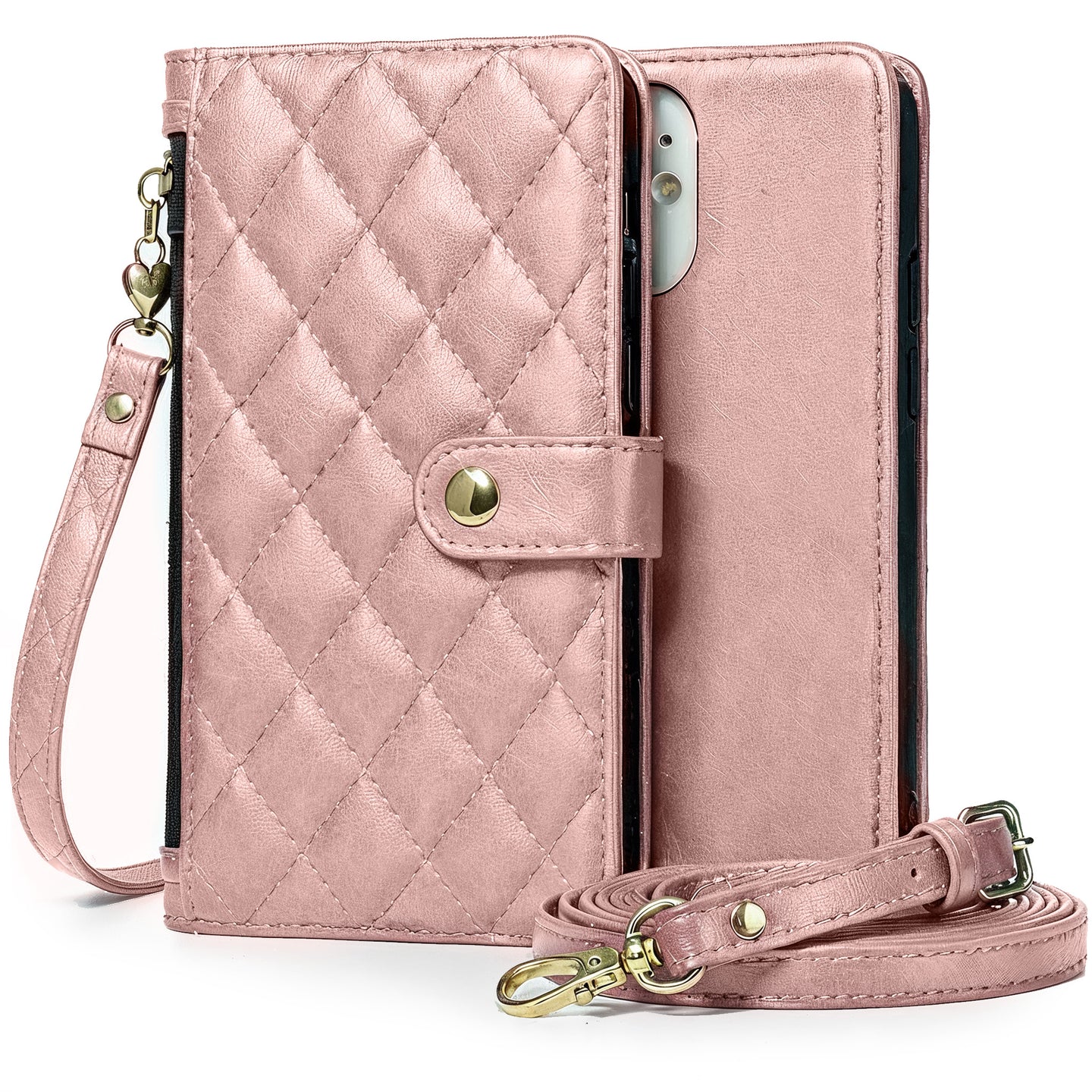 Moozy Lanyard Wallet Case for  iPhone 15 (6.1