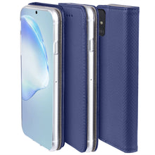 Load image into Gallery viewer, Moozy Case Flip Cover for Samsung S20, Dark Blue - Smart Magnetic Flip Case with Card Holder and Stand
