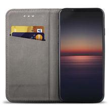 Cargar imagen en el visor de la galería, Moozy Case Flip Cover for Sony Xperia 1 II, Black - Smart Magnetic Flip Case with Card Holder and Stand
