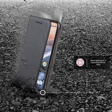 Załaduj obraz do przeglądarki galerii, Moozy Case Flip Cover for Nokia 3.2, Black - Smart Magnetic Flip Case with Card Holder and Stand
