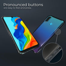 Charger l&#39;image dans la galerie, Moozy Xframe Shockproof Case for Huawei P30 Lite - Black Rim Transparent Case, Double Colour Clear Hybrid Cover with Shock Absorbing TPU Rim
