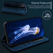 Carica l&#39;immagine nel visualizzatore di Gallery, Moozy Marble Blue Flip Case for Xiaomi Redmi Note 10 Pro, Redmi Note 10 Pro Max - Flip Cover Magnetic Flip Folio Retro Wallet Case
