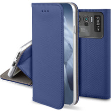 Cargar imagen en el visor de la galería, Moozy Case Flip Cover for Xiaomi Mi 11 Ultra, Dark Blue - Smart Magnetic Flip Case Flip Folio Wallet Case
