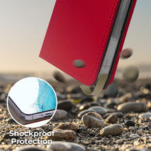 Załaduj obraz do przeglądarki galerii, Moozy Case Flip Cover for Samsung S22, Red - Smart Magnetic Flip Case Flip Folio Wallet Case with Card Holder and Stand, Credit Card Slots, Kickstand Function
